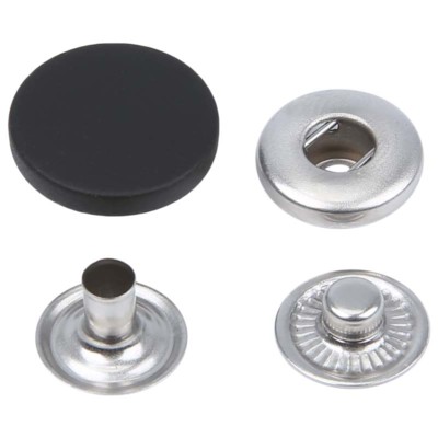 Кнопка монетка L-12 Soft-touch цв черный нерж медицинская сталь 15мм + никель3 части 12,5мм(уп ок.0