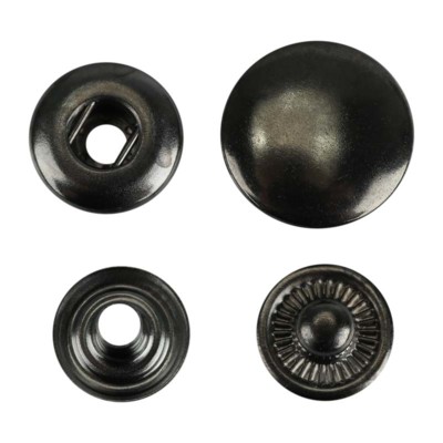 Кнопка L-12 цв черный никель нерж шляпка 15мм, 3 ответные части 12,5мм (уп ок.72шт) Veritas0