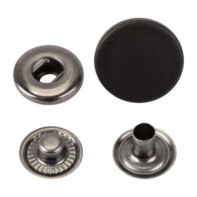 Кнопка монетка L-12 Soft-touch цв черный нерж медицинская сталь 15мм + черный никель3 части 12,5мм0