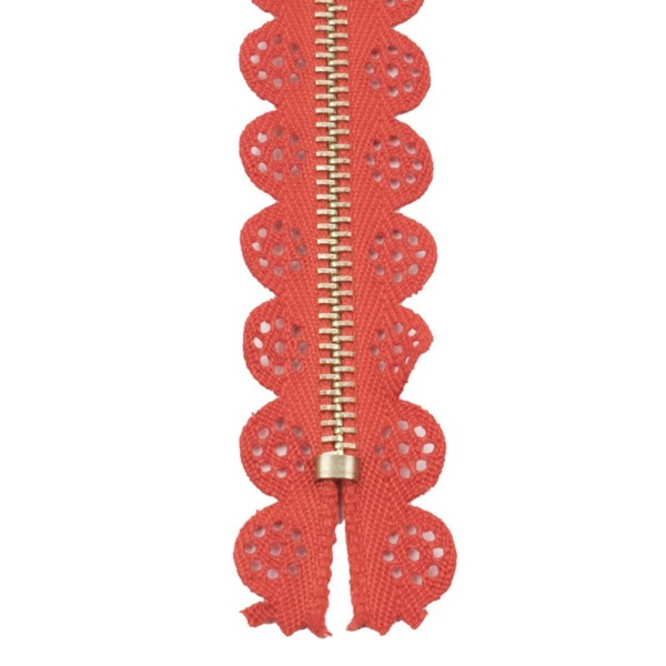 Молния металл №3 Золото нераз 18см красный D820 M3-A/L-H02-M010 кружево декор ZZD1