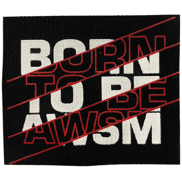 Нашивка BORN TO BE AWSN черный/белые,красные буквы 6,5*5,5см0